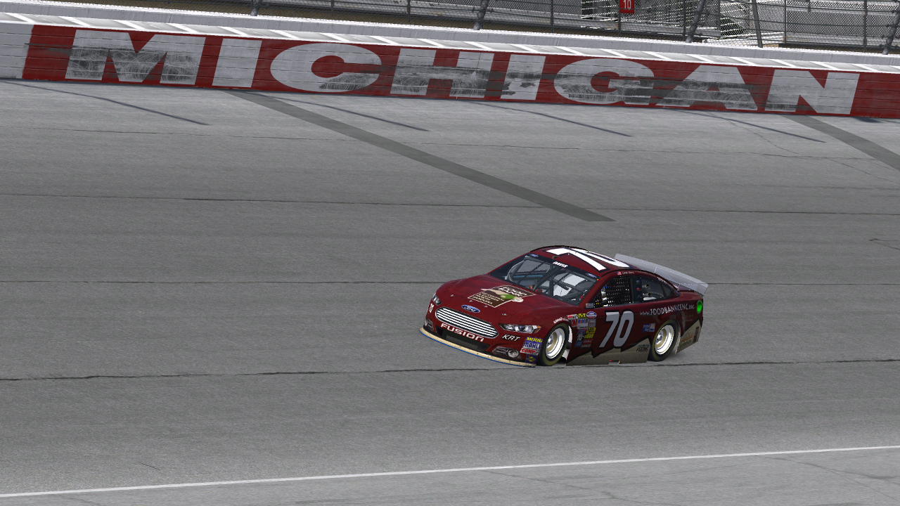 My Food Bank-themed car from season nine, on track at Michigan.