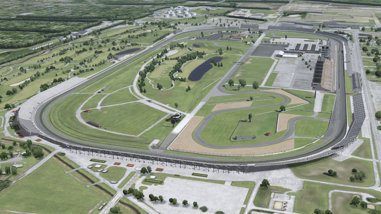 The massive 2.5-mile long Indianapolis Motor Speedway.